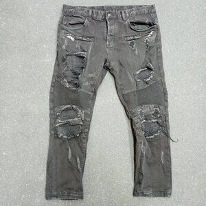 DOPE Black Distressed Jeans Men's 36 Button Fly